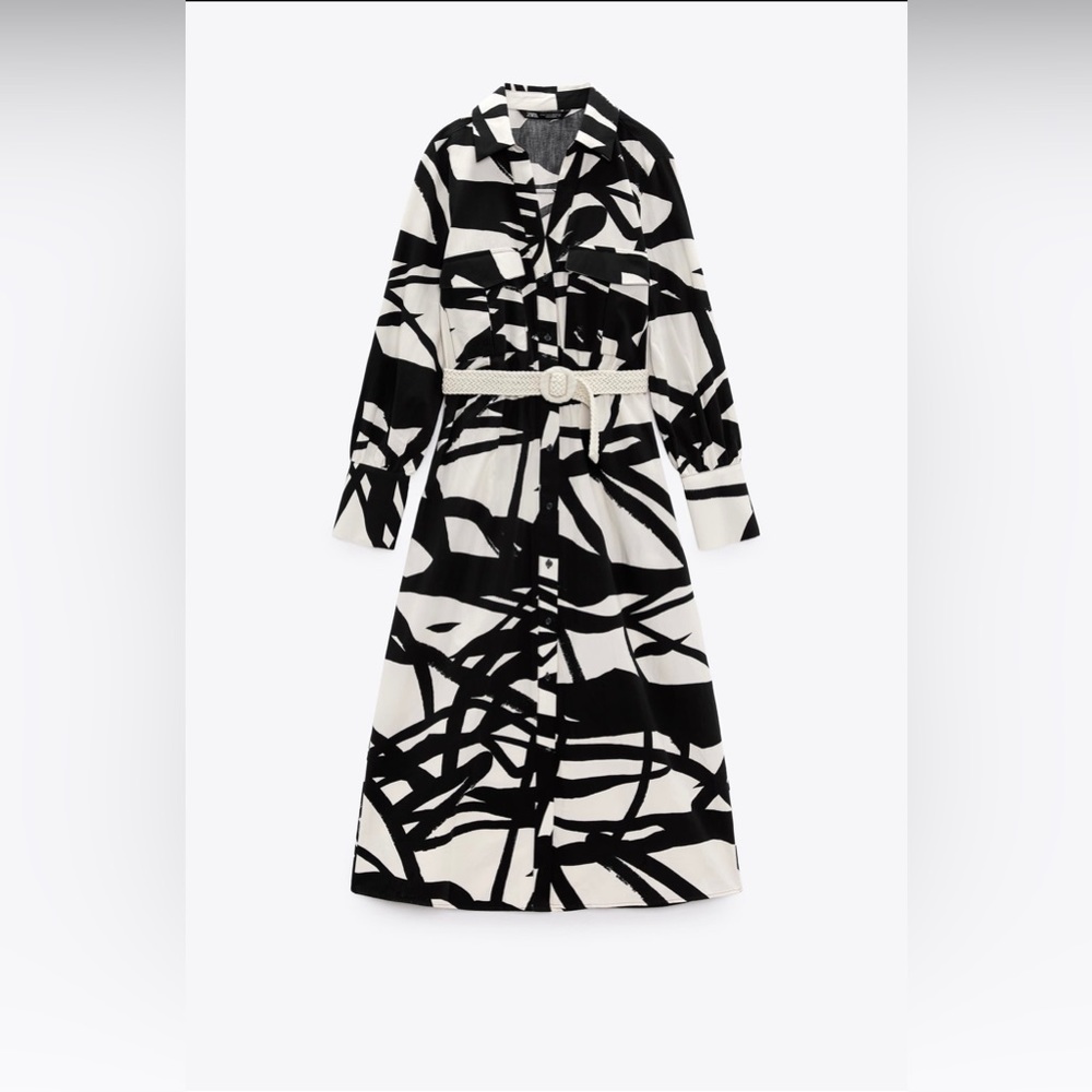 Zara Printed Shirt Dress NWT